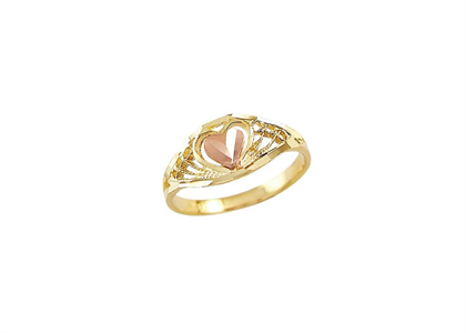 Two Tone Plated Filigree Heart Ring